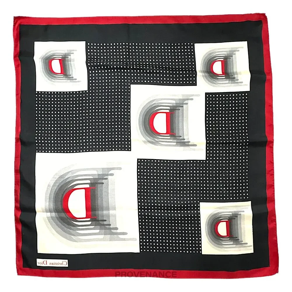 🔴 Christian Dior D Infinity Silk Scarf 75 - Red Black White